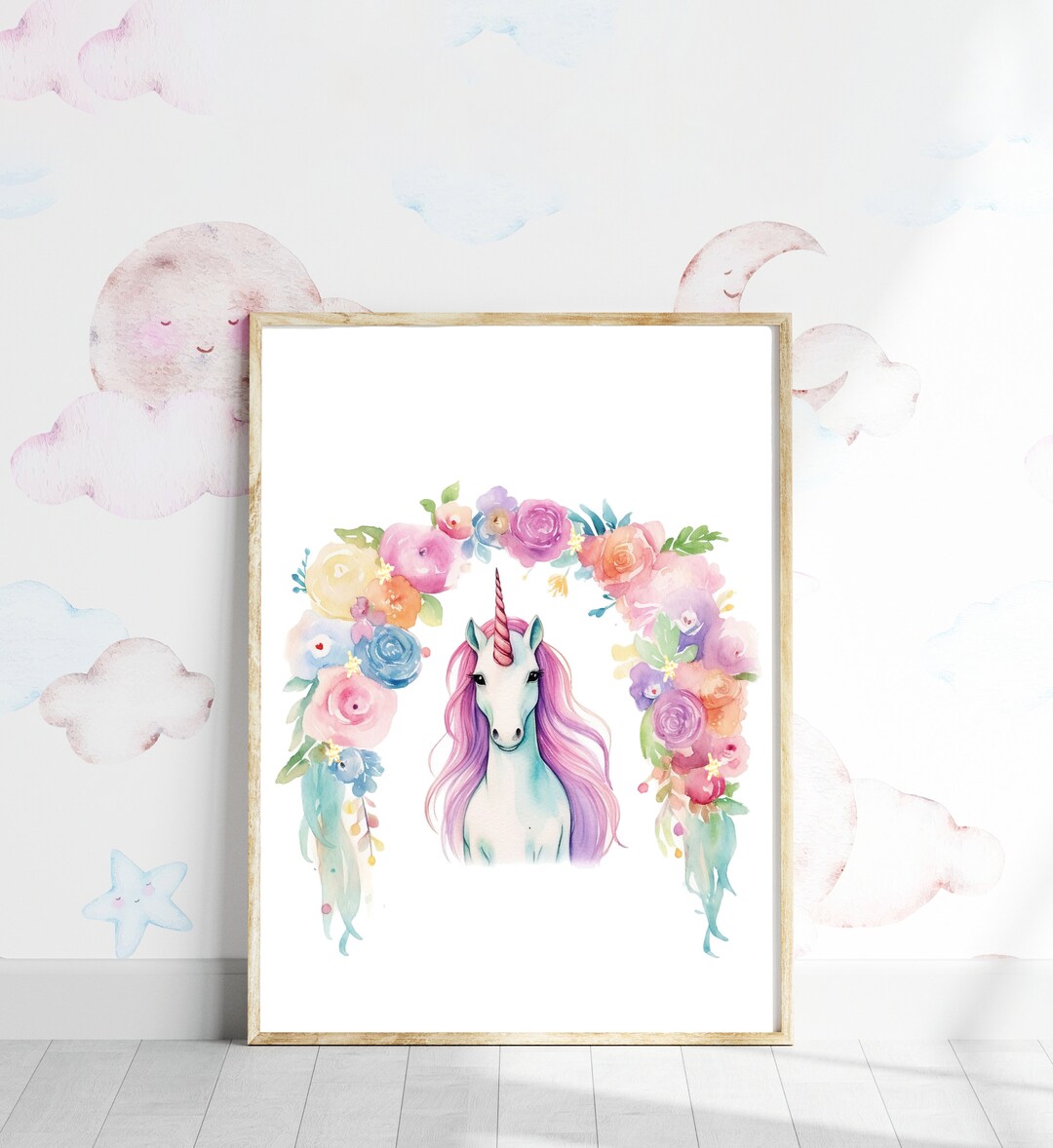 Einhorn Leinwandbild 30,5x40,6cm - Bunte Wandkunst Für Kinderzimmer