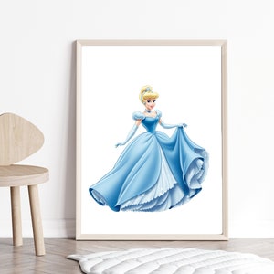 Princess Cinderella Prints, Princess Wall Art, Princess Nursery, Girl's Bedroom Decor, Princess Cinderella, Cinderella Canvas, Nursery Decor
