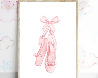 Ballerina Shoes Wall Art Pink Nursery Decor Ballet Slippers Print Girls Room Decor Ballerina Wall Print Little Dancer Art Ballerina Poster