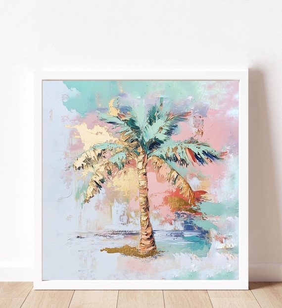 Abstract Palm Tree Print: Gold Accent Tropical Wall Art - Etsy