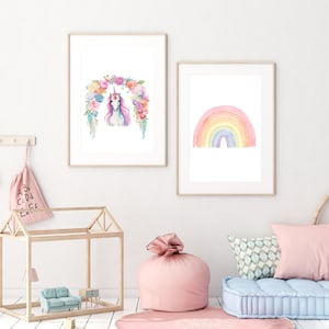 Unicorn Wall Art Set Printable Unicorn Art Girls Room Decor Unicorn Prints Rainbow Unicorn Wall Art Nursery Decor Girl Room Wall Decor
