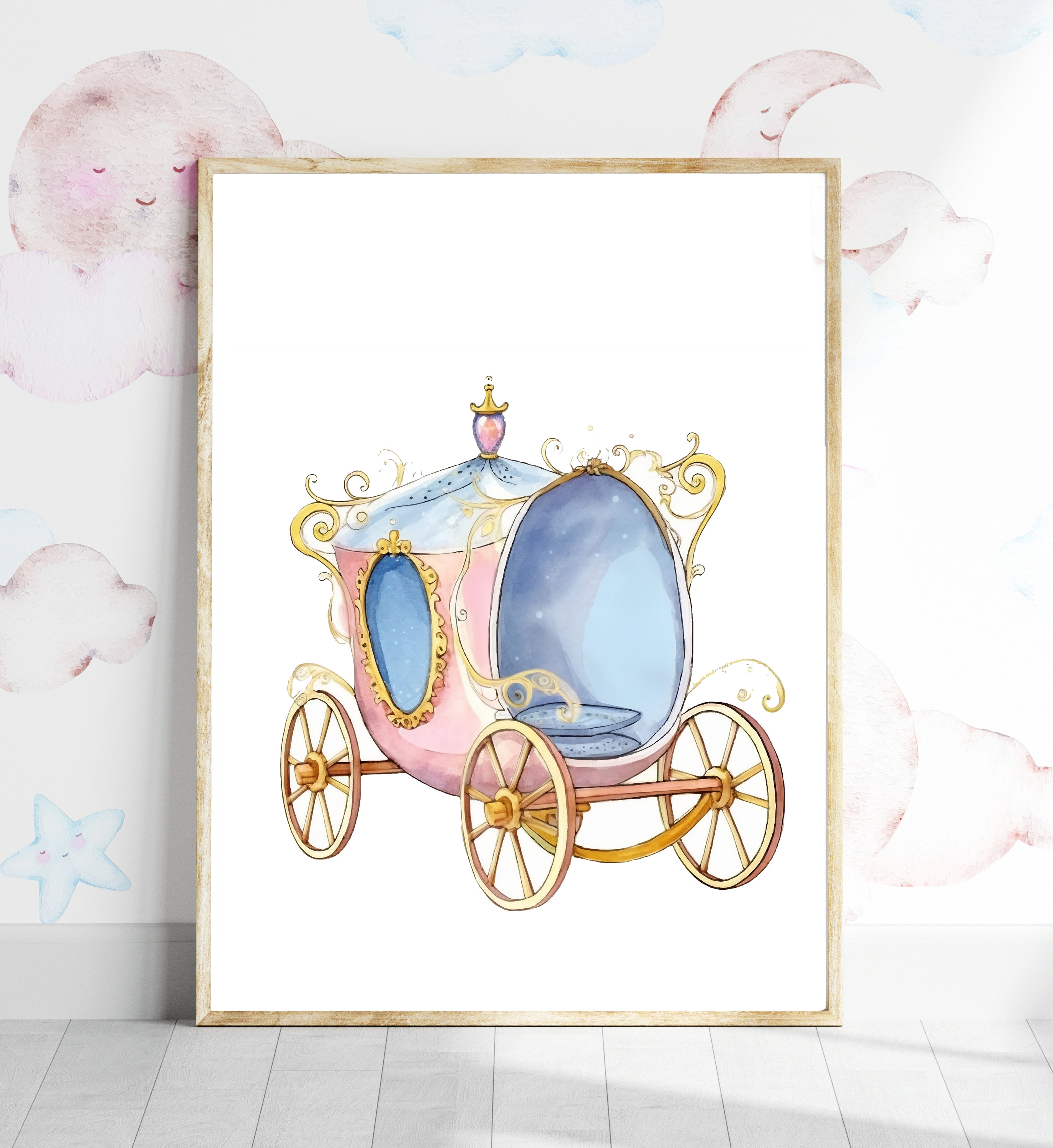 Cinderella's Carriage Prints, Princess Nursery ,princess Carriage Wall