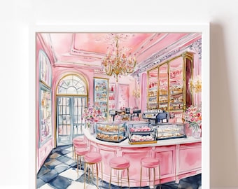 Kitchen Wall Art Parisian Wall Art Aesthetic Wall Art Bakery Decor Cafe Wall Print Coffee Art Print Watercolor Print Instant Download Poster