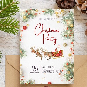 we've got the perfect invitation to kick off your holiday celebrations! This 5x7 inch Christmas Party Invitation is a digital download that's sure to set the tone for your festive gathering.