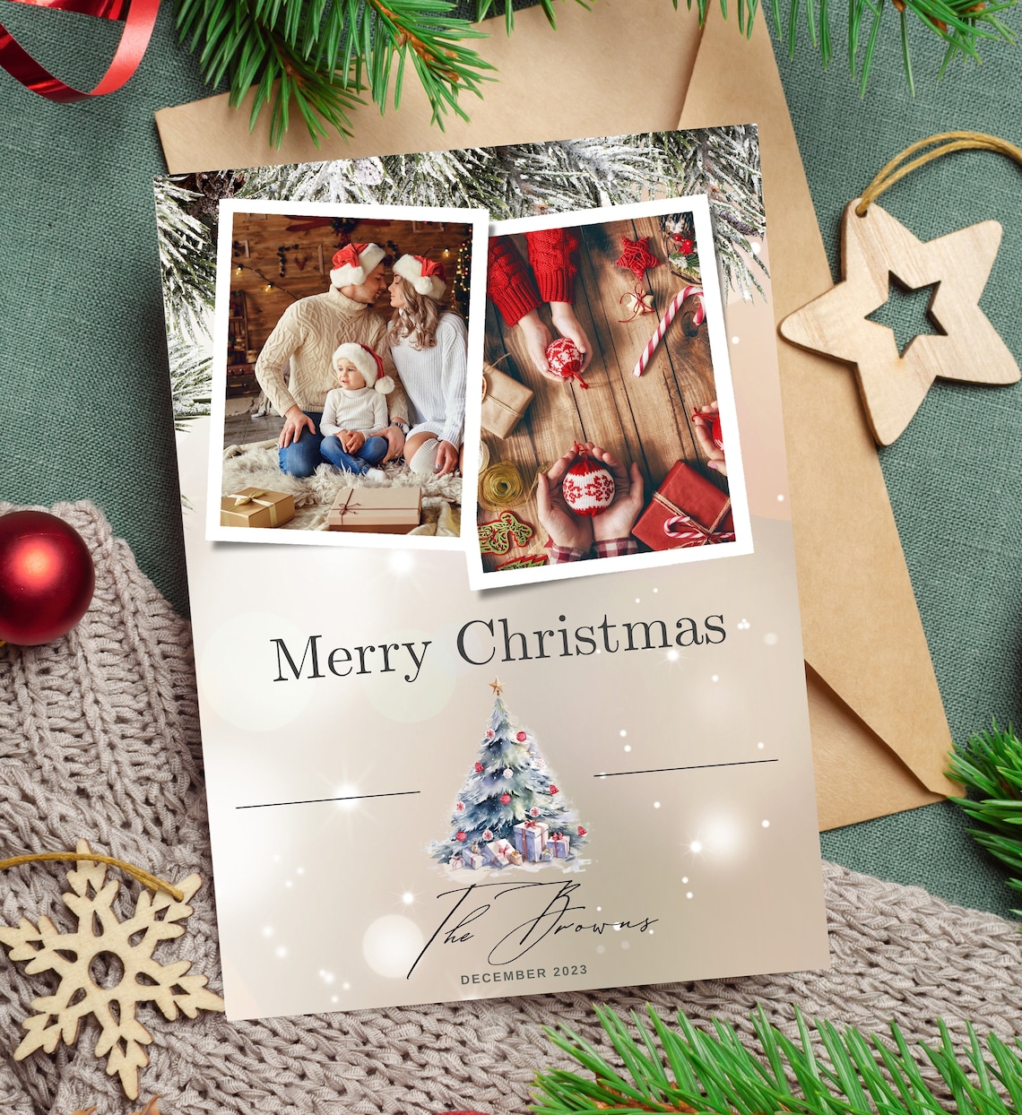 Printable Family Photo Christmas Cards, Photo Christmas Template