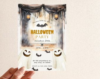 Halloween Party Invitation, Halloween Birthday Invitation, Kids Halloween Party, Invitation Template, Editable Halloween Invitation