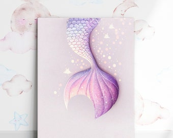 Purple Mermaid Tail Digital File, Girls Room Decor, Pastel Purple Nursery, Baby Girl Nursery Decor, Digital Wall Art, Mermaid Tail Files