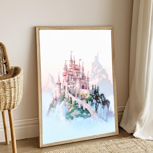 Prinzessin Belle Schloss Wand Kunst Kinderzimmer Wand Kunst Baby Mädchen Kinderzimmer Märchen Kinderzimmer Die Schöne und das Biest Wunderliche Wand Kunst Versandkostenfrei