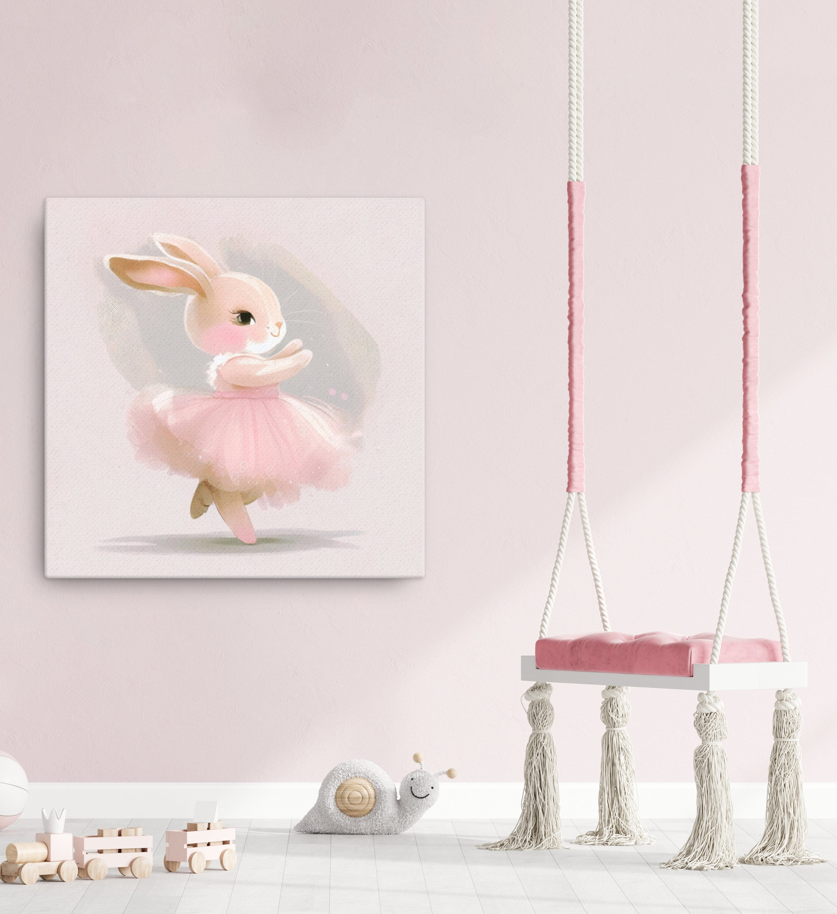 Bunny Thin Canvas Wall Art, Bunny Girl Room Decor, Bunny Prints, Pink ...