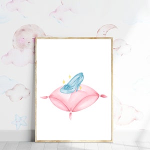 Cinderella set of 2 Printable Files, Princess Cinderella's Glass Slipper, Crown Princess Nursery ,Girl Bedroom Decor,Cinderella's Carriage