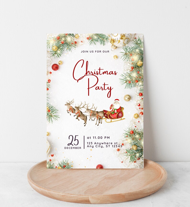 Christmas Invitation Download,Christmas Party Invite,Christmas Party,Christmas Invitation, Santa Printable,Holiday Party Invite,Santa Invite