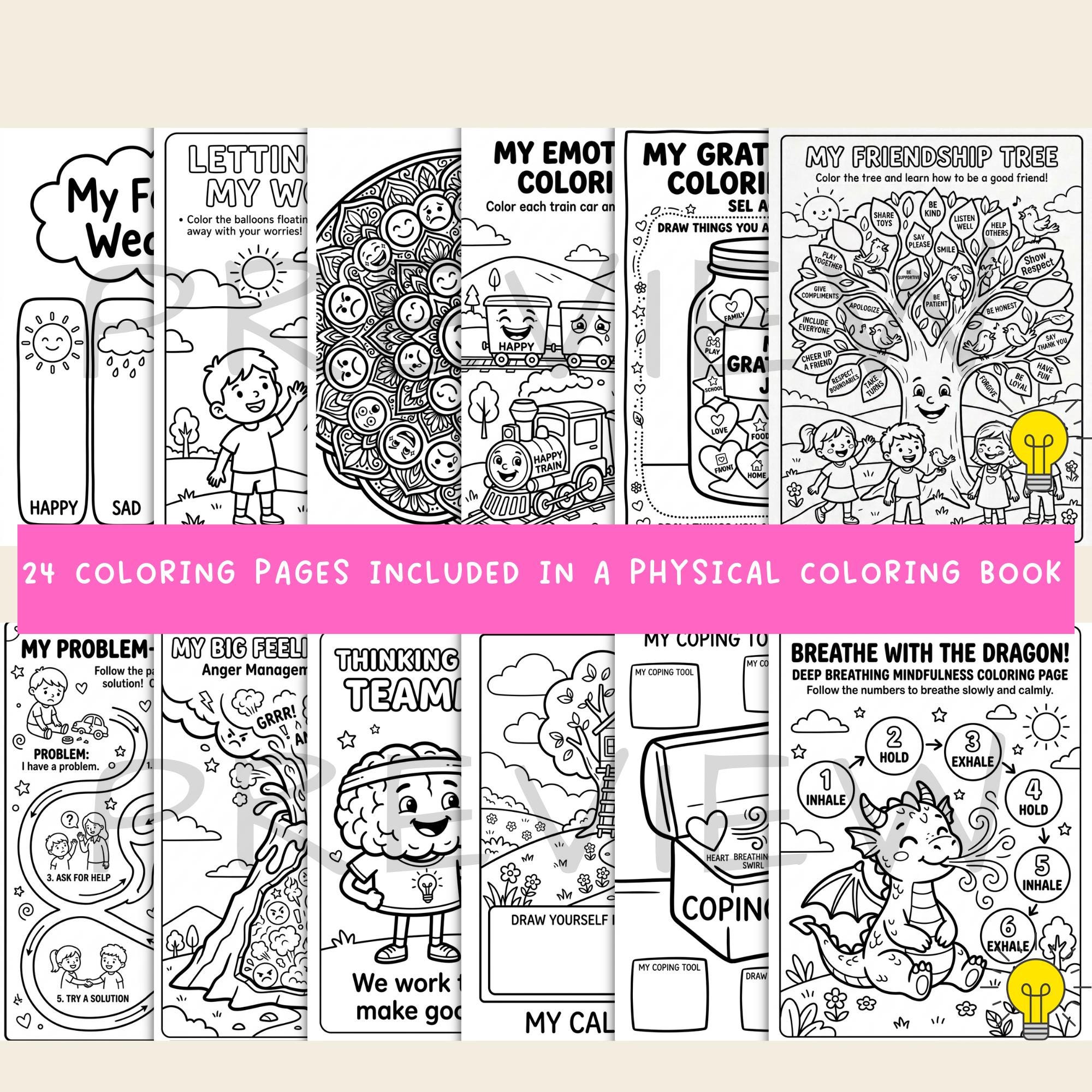 Social Emotional Learning Coloring Book for Kids, Feelings and Coping ...