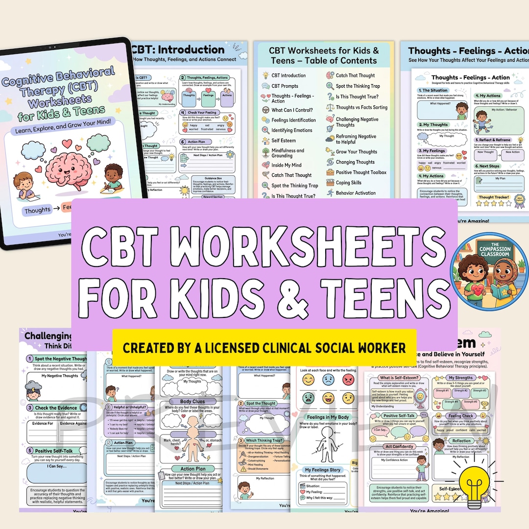 CBT Worksheets for Kids & Teens | Cognitive Behavioral Therapy ...