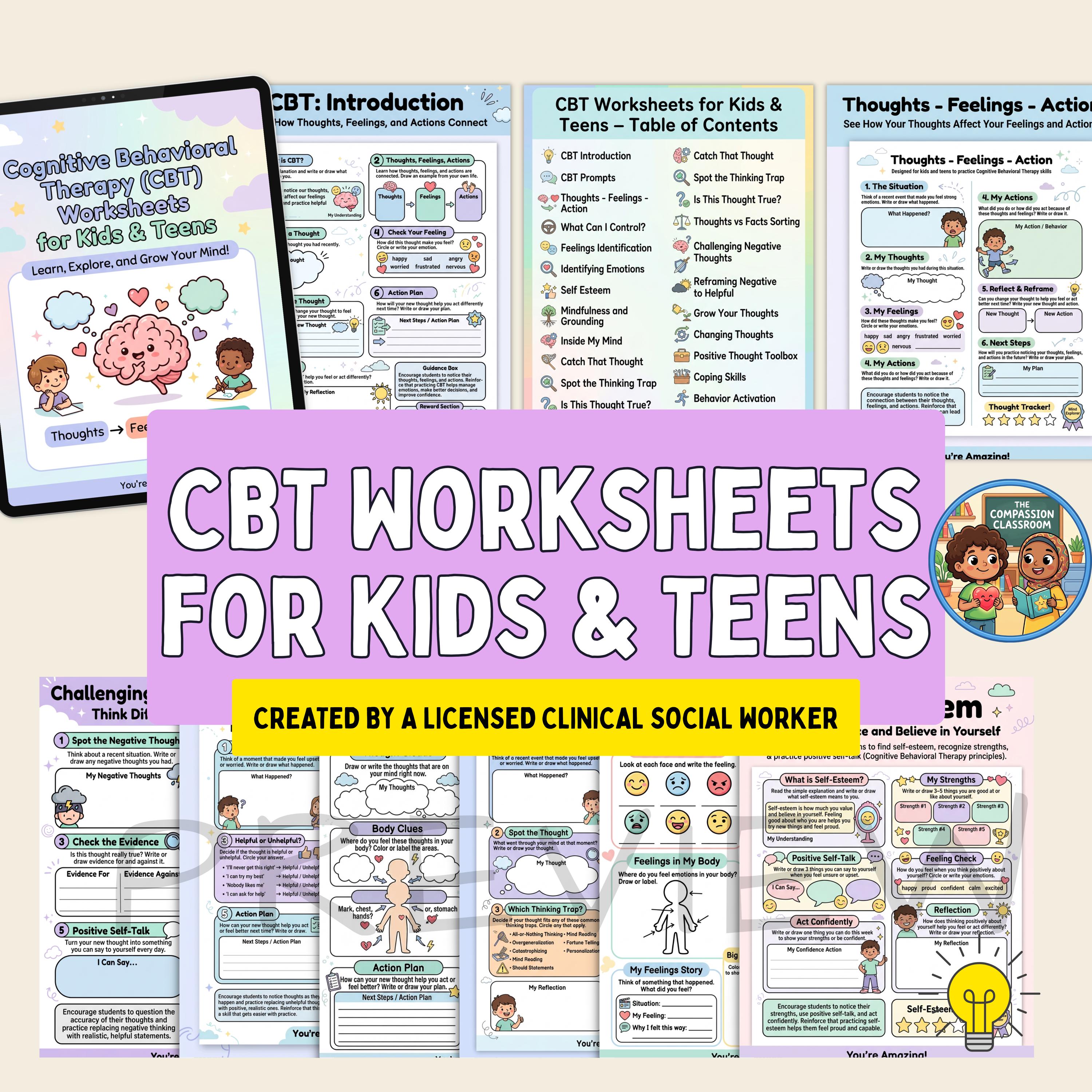 CBT Worksheets for Kids & Teens | Cognitive Behavioral Therapy ...