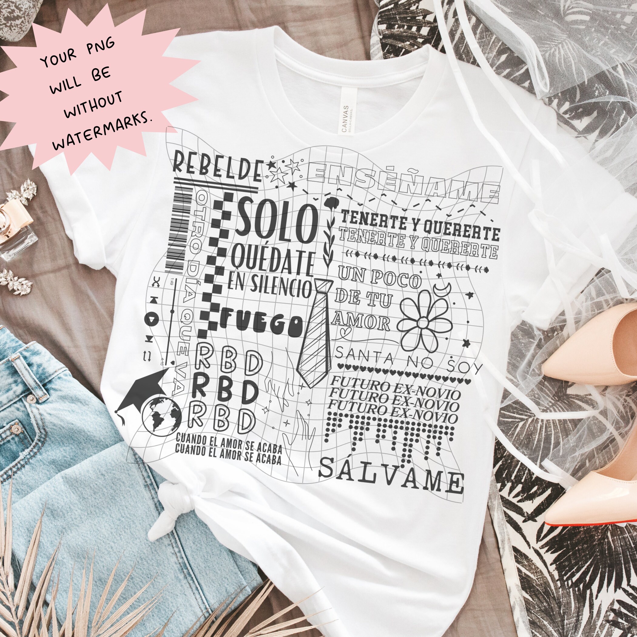Rebelde PNG Bad Bunny Png Escuchaba RBD T-shirt Rebelde Digital File ...