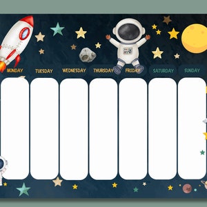 Espacio semanal para niños rellenable Digital imprimible Planificador de tareas o actividades visuales A4, Tamaño de carta de EE. UU., Calendario del aula PDF, PNG