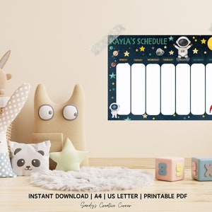 Customizable Printable Weekly Calendar for Kids, Kids Weekly Routine ...