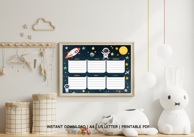 Printable Weekly School Calendar for Kids, Kids Weekly Routine Chore ...