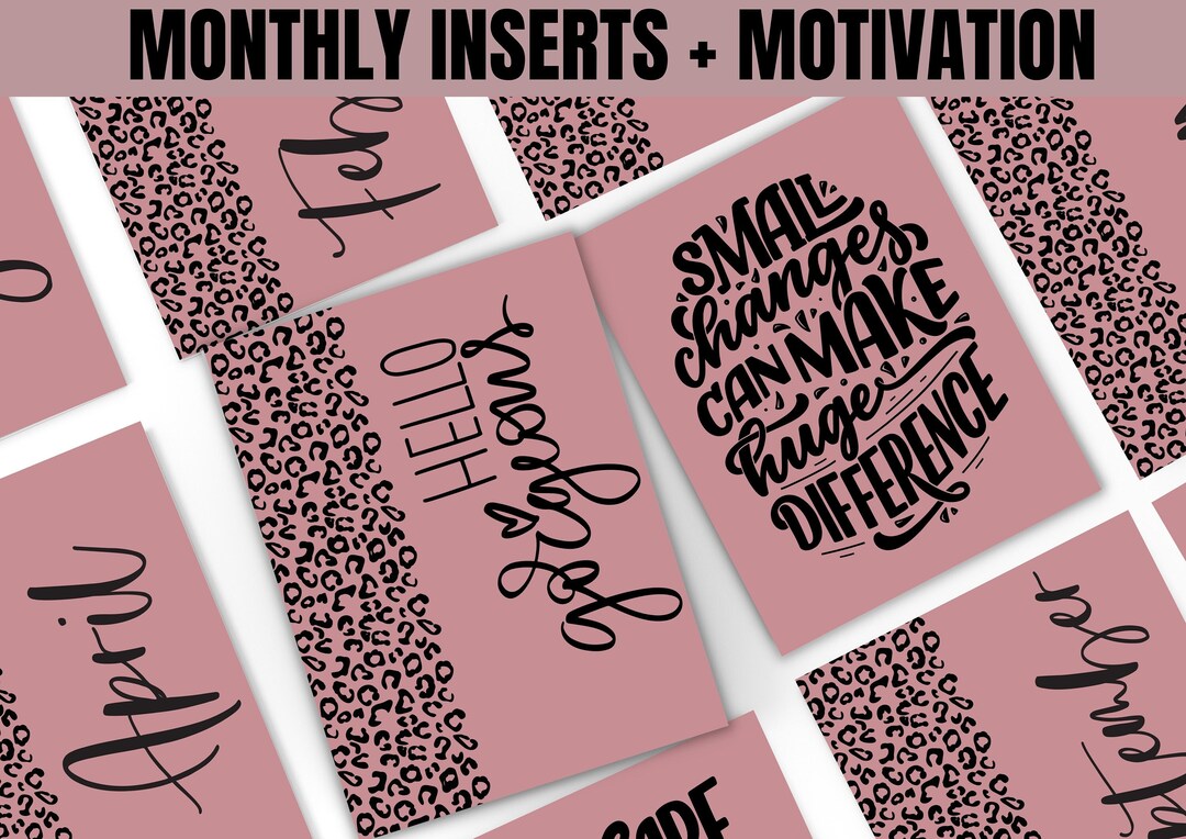 Printable Monthly Dashboard Covers & Motivation Quotes Inserts for Your