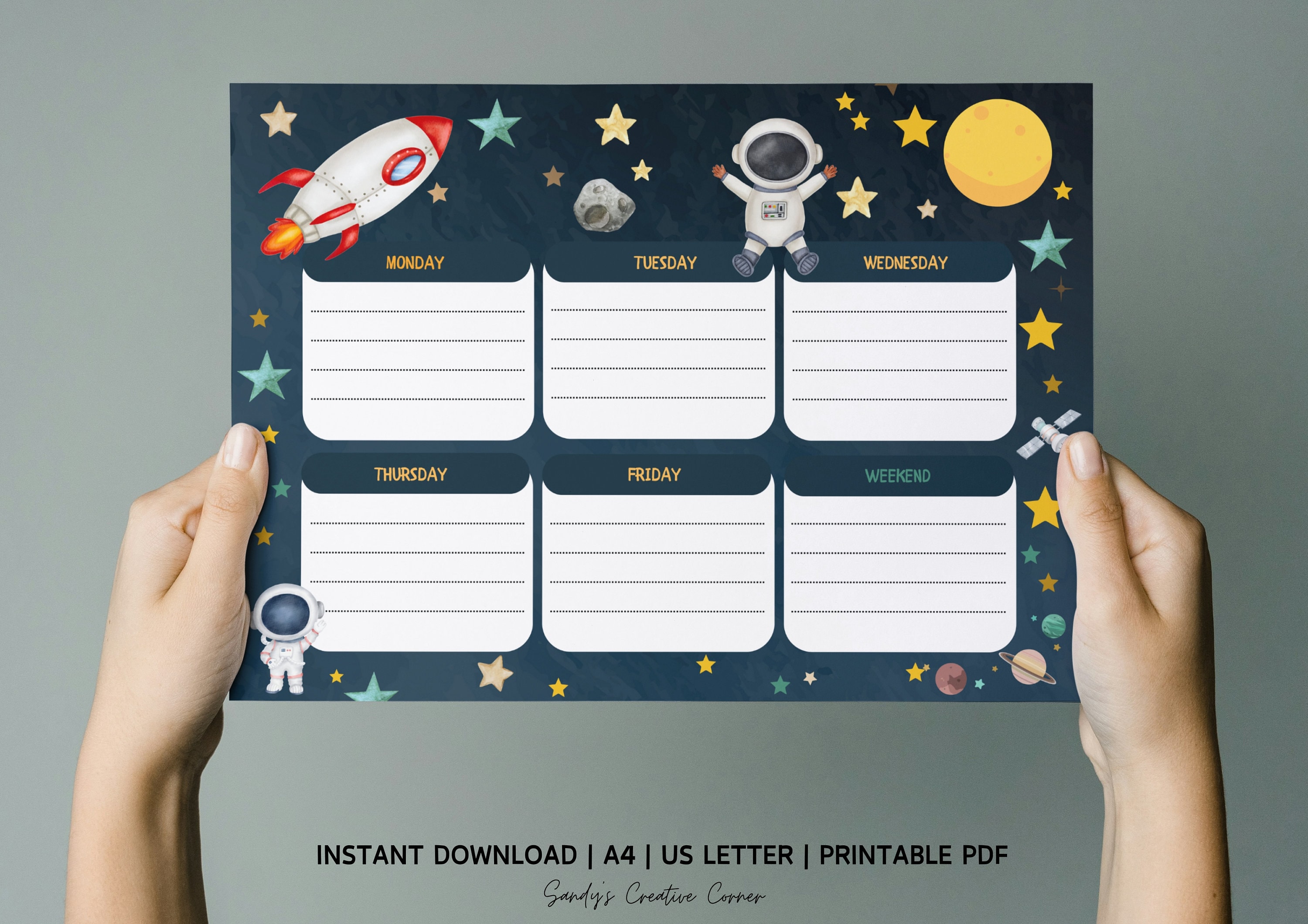 Printable Weekly School Calendar for Kids Kids Weekly Routine - Etsy