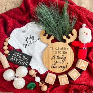 digital baby announcement Christmas pregnancy announcement editable Gender neutral baby reveal Christmas pregnancy announcement oh what fun