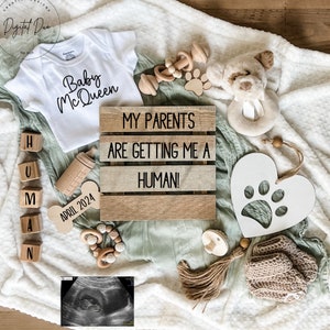 guard dog duty, My parents are getting me a human, Dog pregnancy announcement, fur baby announcement, dog theme baby announcement