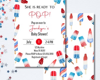 popsicle baby shower invitation, Summer baby shower invite, baby shower invitation, bomb pop theme, bomb pop baby shower invite