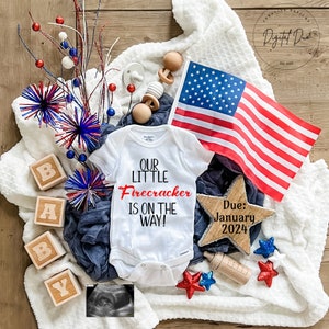 4th of july pregnancy announcement, July 4th Pregnancy Reveal, Digital Pregnancy Announcement, summer baby reveal, little firecracker reveal