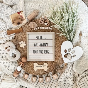 Editable new puppy announcement digital fur baby reveal tiny paws announcement haven&#39;t told the cat social media dog reveal dog announcement