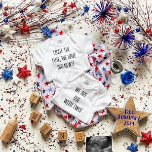 Were due with two 4th of July twin pregnancy announcement, July 4th twin Pregnancy Reveal Digital,  Social Media Pregnancy Announcement