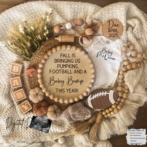 Fall baby announcement digital football pregnancy announcement editable social media instagram autumn baby reveal fall pregnancy pumpkin