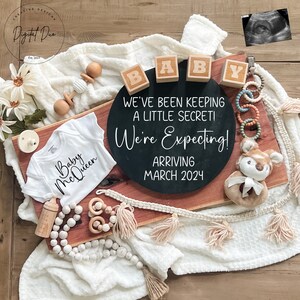 we&#39;ve been keeping a secret announcement, Neutral Pregnancy Announcement, Fall Baby Announcement, digital pregnancy announcement, 2024 baby