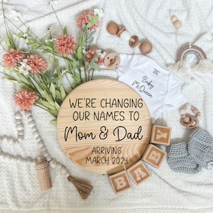 Wir ändern unsere Namen in Babymitteilung für Mama und Papa, digitale Schwangerschaftsankündigung, Babymitteilung, erste Babymitteilung,