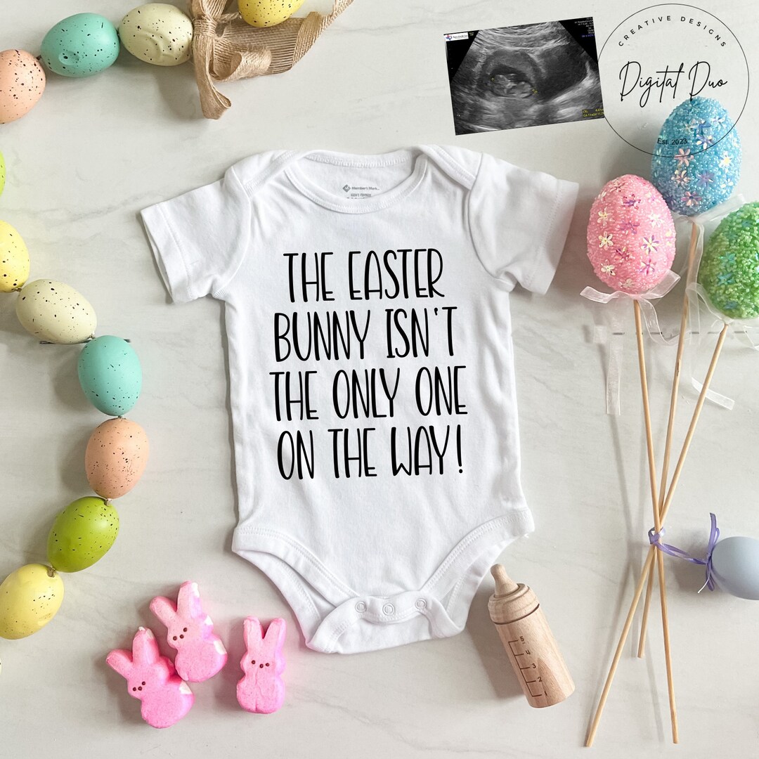 Easter Pregnancy Announcement Digital, Editable Template, Gender