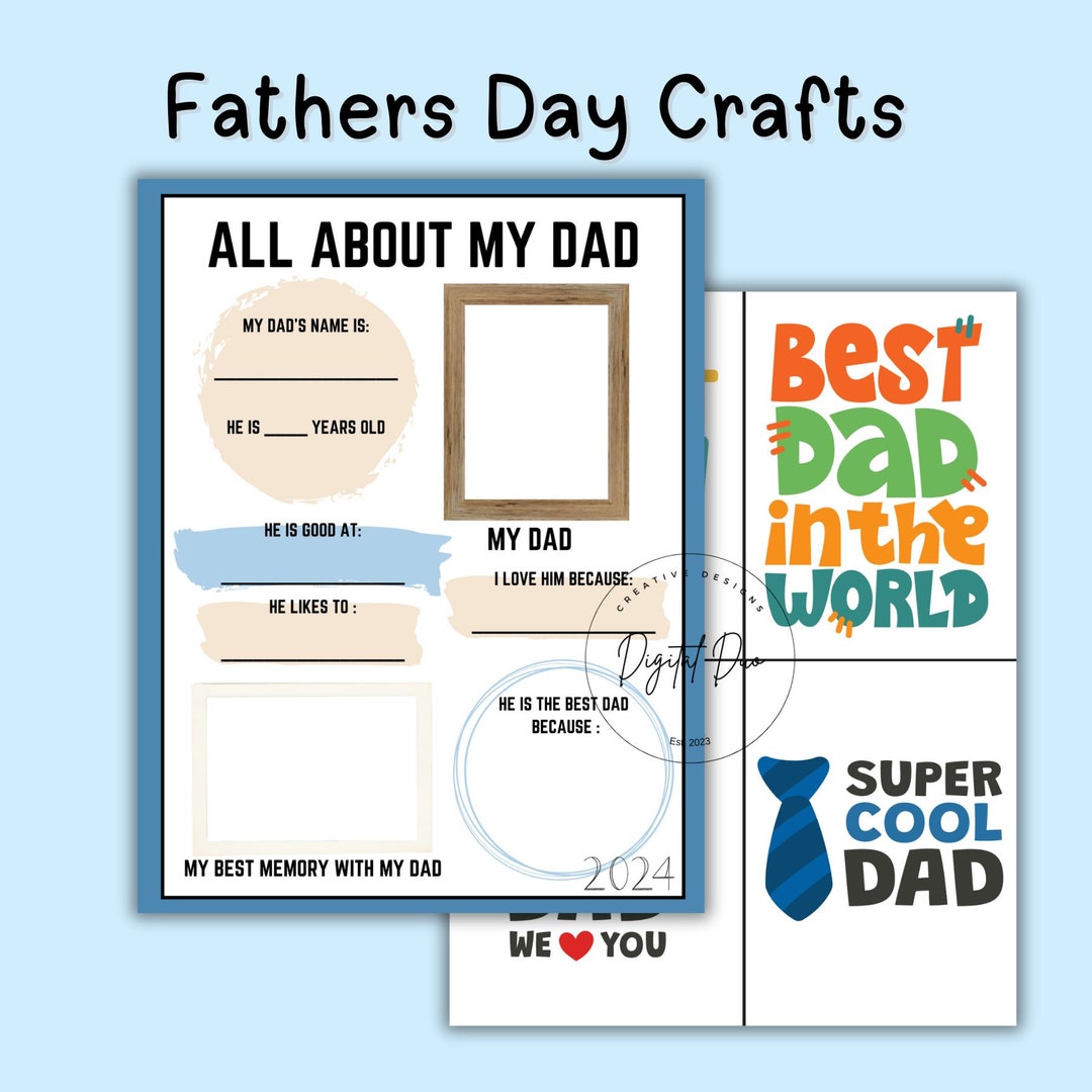 Fathers Day Kid Crafts, Printable Gifts for Dad, Fathers Day Crafts for