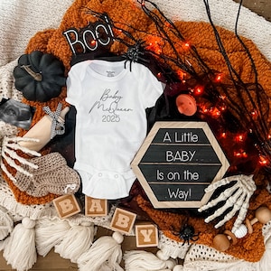 Halloween baby announcement pregnancy announcement halloween digital baby reveal editable social media reveal fall baby announcement onesie