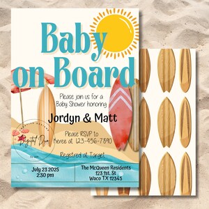 Baby on board shower digital invite, Summer baby shower invite, summer baby shower invite, baby on board theme, baby on board baby shower