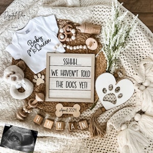 Shhh we haven&#39;t told the dogs yet, My parents are having a baby, Dog pregnancy announcement, Twin  announcement, dog theme twin announcement