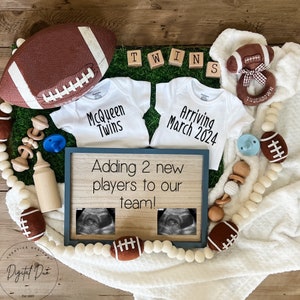 Twin Football Pregnancy Announcement,  Sports twin Announcement, Twin baby Announcement, Twin boy Announcement, social media twin post