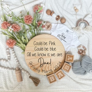 Pink or blue baby announcement, pregnancy announcement, baby announcement, summer pregnancy announcement, social media reveal, baby reveal