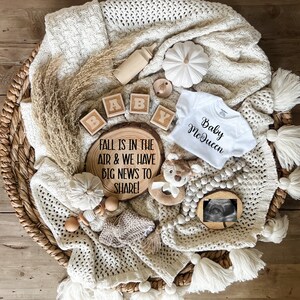 Baby announcement digital Fall Pregnancy Announcement thanksgiving baby announcement halloween baby gender neutral editable template simple