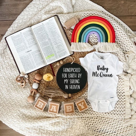 Rainbow Baby Pregnancy Announcement Sign - Handpicked By My Sister In Heaven