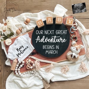 Neutral Pregnancy Announcement, Fall Baby Announcement, digital pregnancy announcement, our next great adventure, instagram baby post