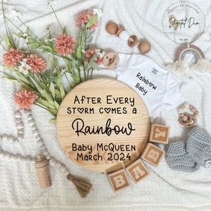 Rainbow Baby Digital Pregnancy Announcement, After Every Storm Baby Announcement, Social Media Reveal, Editable Template, rainbow baby