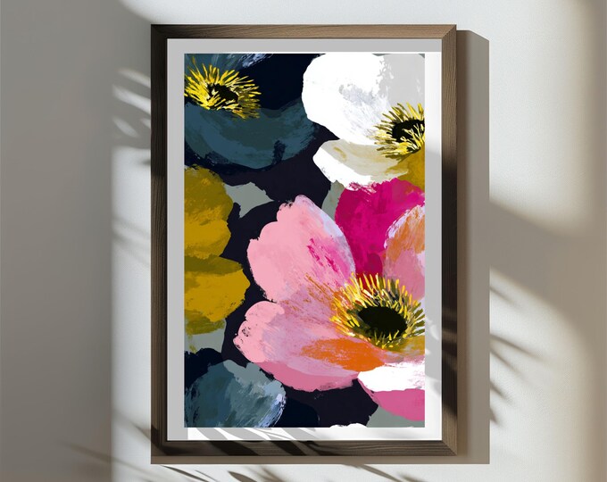 Oversized Floral Wall Art Print – Modern Flower Design (Digital Download)