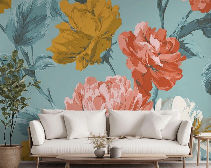 A Late Afternoon in Provence | Wall Mural Digital Download, Large Floral Print File, Bold Home Decor, Interior Design, Maximalist Wall