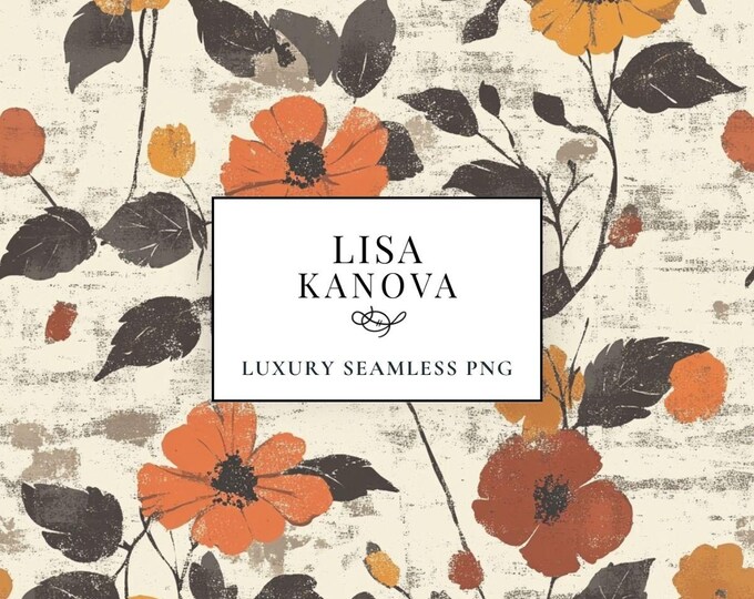 Floral Seamless Pattern – Luxury Fall Design, Commercial Use (PNG Digital Download)