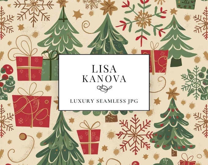Holiday Seamless Pattern: Modern Style, Luxury Fabric Design (JPG Digital Download)