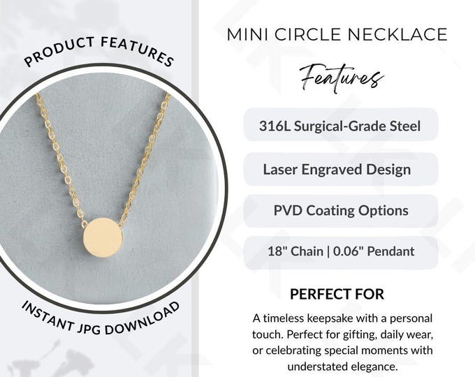 Etsy Listing Photo | Mini Circle Necklace Features Image (JPG Download)