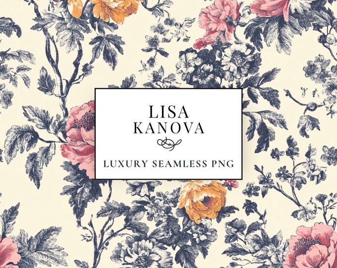 Luxury Floral PNG Pattern: Vintage Style, Commercial Use (Digital Download)